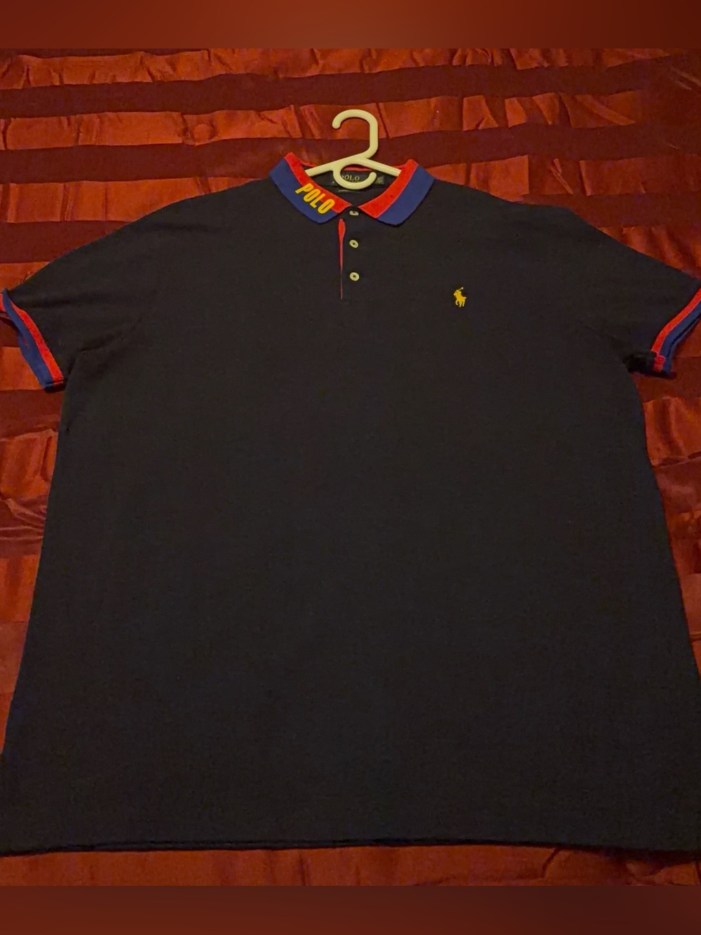 Polo by Ralph Lauren Navy Polo with Red & Blue Trim and Yellow Pony